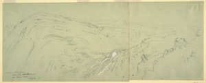 Tekening, ver uitzicht op Damascus, Syrië, 7 mei 1868 door Frederic Edwin Church