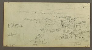 Tekening, Koepelhuis, Huis met trap, februari mogelijk 1868 door Frederic Edwin Church