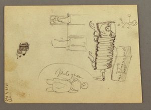Tekening, Koepels van de Sint-Pietersbasiliek (Gezien vanuit het noorden), Rome, Italië, januari 1869 door Frederic Edwin Church