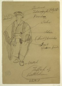 Tekening, Fellah van Bethlehem, waarschijnlijk februari 1868 door Frederic Edwin Church