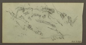 Tekening, Figuurstudie, bergketen, mogelijk 1868 door Frederic Edwin Church