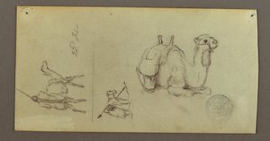 Tekening, Figuur en kamelenstudies, 22 februari 1868 door Frederic Edwin Church