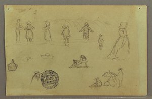 Tekening, Figuurstudies door de branding, mogelijk 1857-58