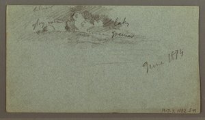 Tekening, Drijvende ijsberg, mogelijk juni 1874 door Frederic Edwin Church