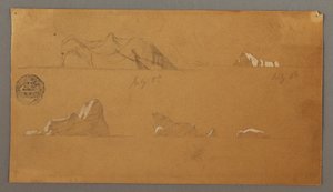 Tekening, Drijvende ijsbergen, 5 en 6 juli 1859