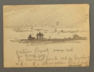 Tekening, Vestingwerk van kliftoppen, Sion, Rhônedal, mogelijk 1868