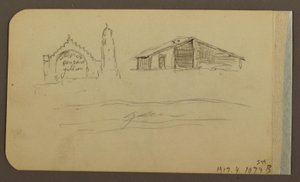 Tekening, Tuin, Huis, Cuautla; Verso: Kerk, Schuur, Cuautla, februari 1885 door Frederic Edwin Church