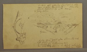 Tekening, Glacier, brug en huis, september 1868 door Frederic Edwin Church