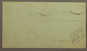 Tekening, Heuvelrug over een vlakte, mogelijk 1868 door Frederic Edwin Church