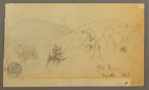 Tekening, Heuvels met bomen, 1860