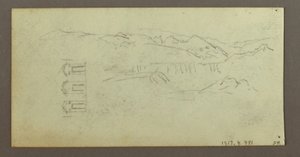Tekening, Paard, figuur van achteren, bomen, mogelijk 1868 door Frederic Edwin Church