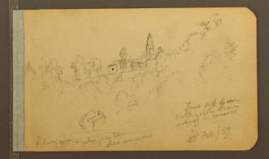 Tekening, Huizen, Trap, 23 februari 1889 door Frederic Edwin Church