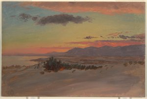 Tekening, Hudson-vallei in de winter, kijkend naar het zuidwesten vanaf Olana, 1870-80 door Frederic Edwin Church