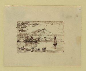Tekening, Fantasielandschap, ca. 1850 door Frederic Edwin Church