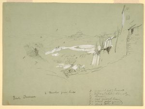 Tekening, Isola Farnese in de Romeinse Campagna, Italië, mei 1869