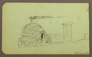 Tekening, Itaccihuatl-pieken; Verso: Bakoven, 1883 door Frederic Edwin Church