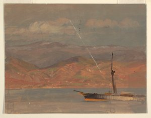 Tekening, Italiaanse kust, voor de Straat van Messina, juli 1868 door Frederic Edwin Church