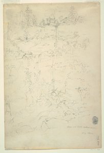 Tekening, Kaaterskill watervallen, Catskill gebergte, New York, juli 1844