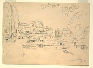 Tekening, Khirbet-en-Nasara, Petra, Jordanië, 26 februari 1868 door Frederic Edwin Church