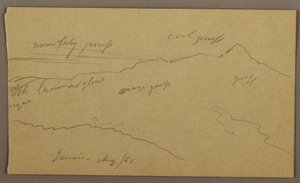 Tekening, Landschap, augustus 1865 door Frederic Edwin Church