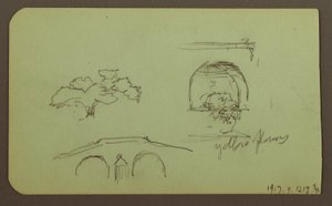 Tekening, Landschap, Figuur; Verso: Bomen, Brug, Planten, 1883 door Frederic Edwin Church