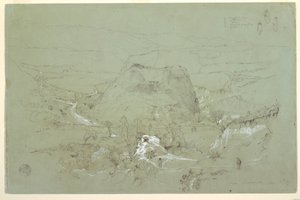 Tekening, Landschap bij Guaranda, Ecuador, 5 juni 1857 door Frederic Edwin Church