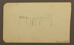 Tekening, Landschap; Verso: Kerk, april 1885 door Frederic Edwin Church