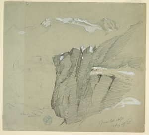 Tekening, Landschap in de Berner Alpen, 28 augustus 1868 door Frederic Edwin Church