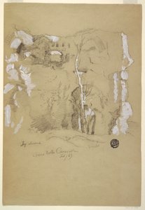 Tekening, Landschap bij de Baden van Caracalla, Rome, februari 1869 door Frederic Edwin Church