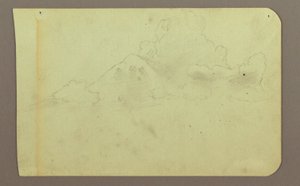 Tekening, Landschap met wolken; Verso: Berg, 1883