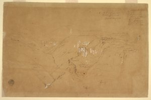 Tekening, Landschap met de berg Purese, Colombia, 6 augustus 1853 door Frederic Edwin Church