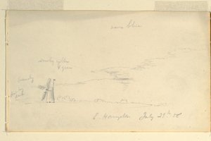 Tekening, Landschap met molen, 29 juli 1858 door Frederic Edwin Church