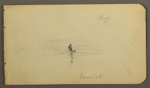 Tekening, Man in kano, mogelijk 1878