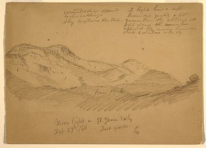 Tekening, Maanlicht in El Yumen Valley, Arabië, 29 februari 1868 door Frederic Edwin Church