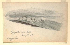 Tekening, berg Cayambe, Ecuador, 29 augustus 1853 door Frederic Edwin Church