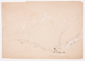 Tekening, Mount Katahdin, gezien vanuit het zuiden, augustus 1852 door Frederic Edwin Church