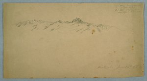Tekening, de berg Pichincha vanuit Chillo, Ecuador, 26 juni 1857 door Frederic Edwin Church