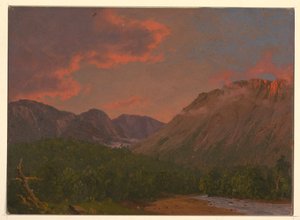 Tekening, Berglandschap bij zonsondergang, 1865 door Frederic Edwin Church