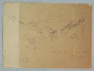 Tekening, Berglandschap bij Jorje, Ecuador, 23 juli 1857 door Frederic Edwin Church
