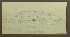 Tekening, Berg over water, februari mogelijk 1868 door Frederic Edwin Church