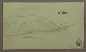 Tekening, Bergtoppen, mogelijk 1868 door Frederic Edwin Church
