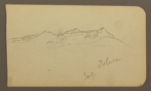 Tekening, Mountain Range, Toluca; Verso: Steeple, Mountain Ranges, Toluca, 7 januari 1885 door Frederic Edwin Church