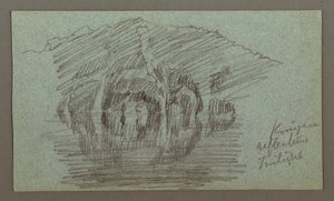 Tekening, Berg en weerspiegeling op meer, mogelijk 1868 door Frederic Edwin Church
