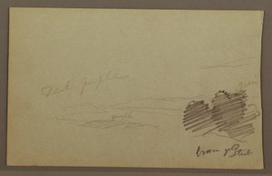 Tekening, bergketen, wolk, mogelijk jaren 1860 door Frederic Edwin Church