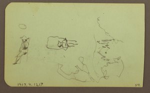 Tekening, Bergen, Kerk; Verso: Figuren, Kerk, 1883 door Frederic Edwin Church