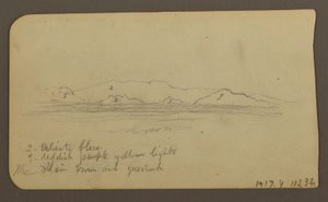 Tekening, Bergen; Verso: Uitloper amp; Bergketen, 21 december 1885 door Frederic Edwin Church