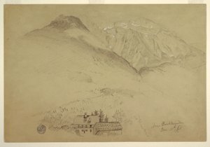 Tekening, Goell en Brett bij Berchtesgarden, Beieren, 28 juni 1868 door Frederic Edwin Church