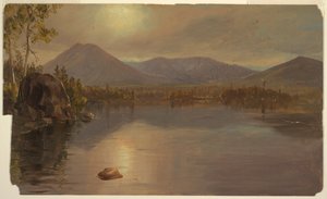 Tekening, Mounts Katahdin en Turner vanaf Lake Katahdin, Maine, 1855-60 door Frederic Edwin Church