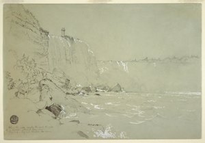 Tekening, Niagara watervallen met de Terrapin Tower, 1856 door Frederic Edwin Church