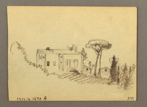 Tekening, Pilazzo over water, mogelijk 1868-69